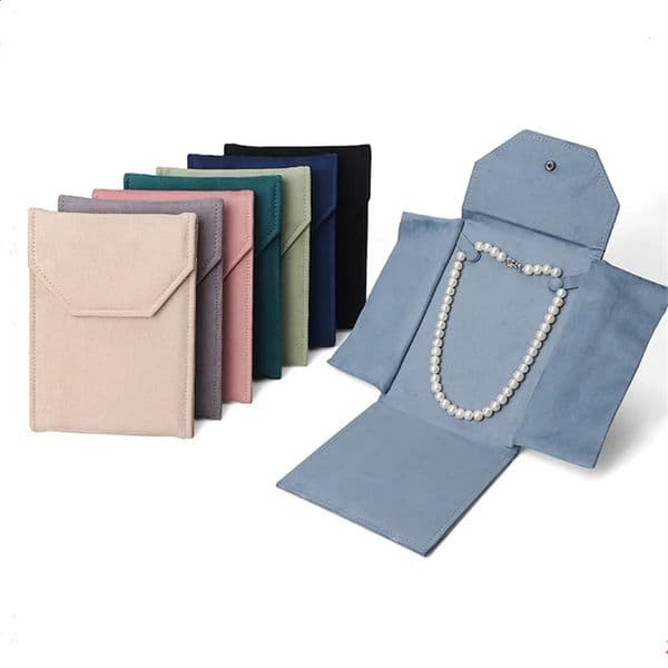 Velvet Jewelry Organizer Pouch Pearl Necklace Pouch Portable Earring Ring Storage Bag Foldable Snap Wedding Gifts Packaging Box 260608