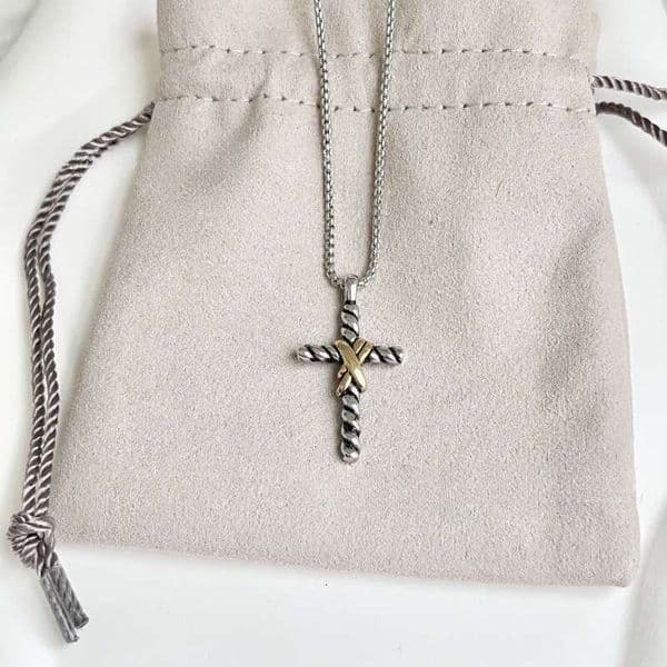 fashion designer necklaces Davidlys yu rmanly DY Vintage Gold and Silver Cross Pendant Clavicle Chain DN33
