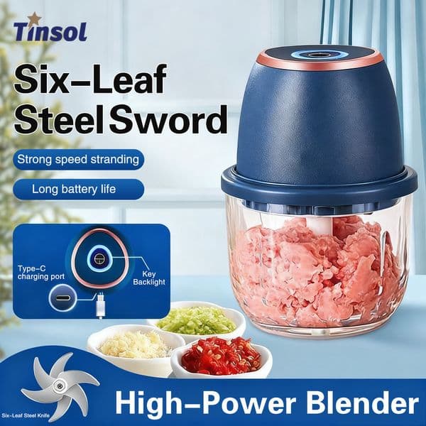 TINSOL 350ML Food Chopper Electric Meat Grinder Garlic Masher USB Multifunction Slicer Blender Kitchen Processor 260605