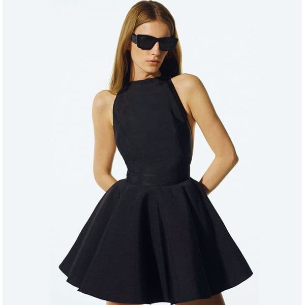 Designer Dresses For Women Summer Halter Neck Backless Mini Dress Bow Tie Waist Cinching Graduation Party Dress