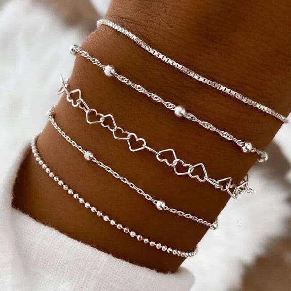 3/5Pcs Set Chain Bead Bracelets for Women Simple Elegant Vacation Beach Party Casual Jewelry Versatile Daily Wear