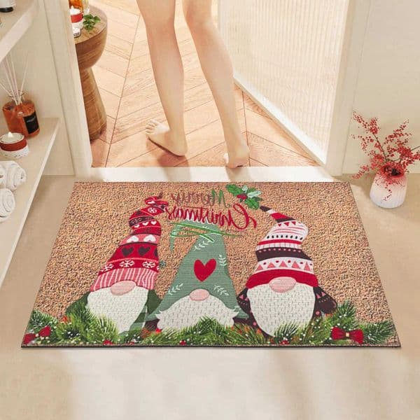 Christmas VIKAMA Welcome Doormat for Outdoor Entrance Non-Slip Xmas Trees Front Door Mat Gingerbread House Welcome Floor Mat D260608