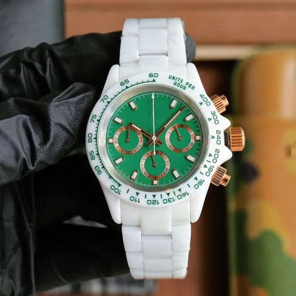 Designer Mens Watch High Quality quartz White Ceramic Band Luminous Sapphire Waterproof Montre Luxe Watches Men ceramics watch der