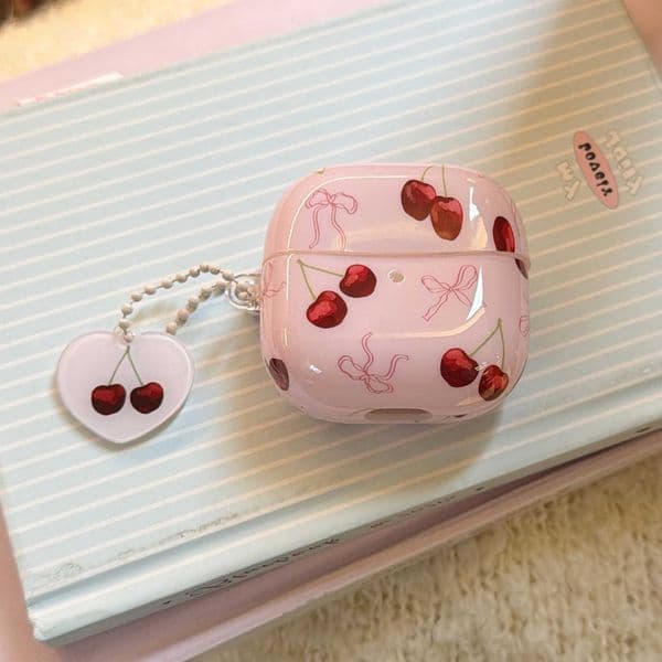 For Freebuds 5i 6i 7i SE 2 3 Free Clip 2 Pink Bowknot Cherry Earphone Case Korean IMD Protective Cover L260608
