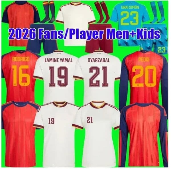 Spain World Cup 2026 Lamine Yamal Jersey Soccer Rodri Pedri Nico Williams Dani Olmo Fabian Ruiz Alejandro Grimaldo Marcos Llorente David Raya Football Shirt Player