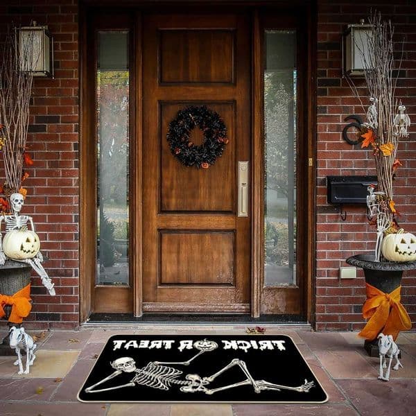 Halloween VIKAMA Skull Doormat Trick-or-Treat Non-Slip Doormat Indoor/Outdoor Entryway Rug Party Home Decor D260608
