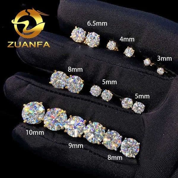 Luxury Affordable Price Screw Back VVS Moissanite Hip Hop S925 Silver 10K 14K Gold Diamond Round Solitaire Stud Earrings