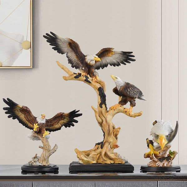 Resin Eagle Sculpture Ornament Large Eagle Spreading Wings Home Office Decoration L260606