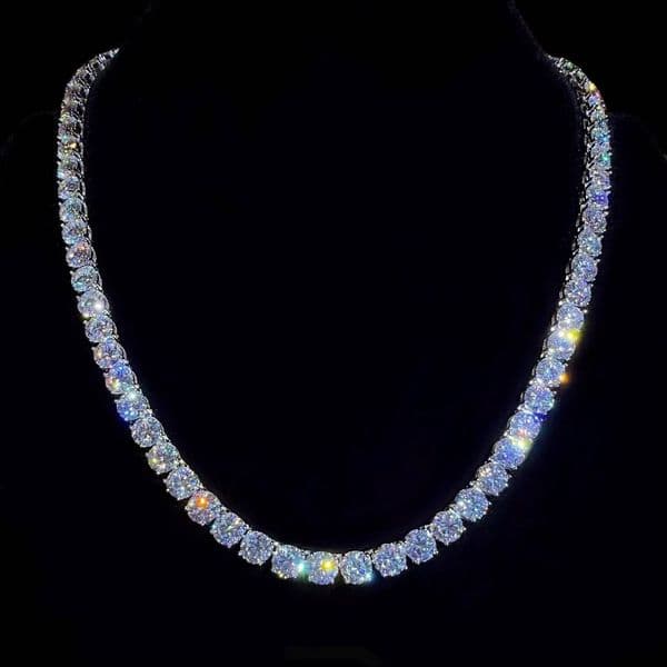Head Turner Icy Vvs 8mm Moissanite Dazzling Iced Out Hip Hop Tennis Necklace 925 Sterling Silver Bling Moissanite Tennis Chain