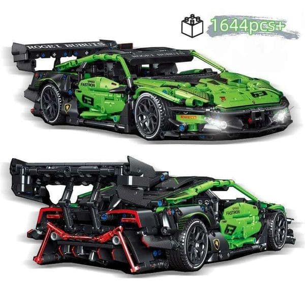 MOC Technical Green Racing Car Building Blocks Set Model Kit DIY Assembly Bricks STEM Educational Toys Kids Birthday Gift 26W0608