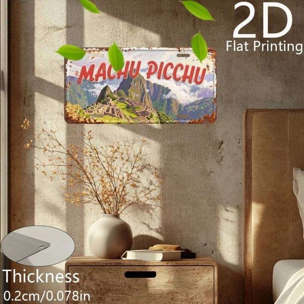 Vintage Travel Souvenir Machu Picchu Scenery Metal Sign Retro Aluminum Poster 6x12 Inch Home Wall Decor 26Y0608