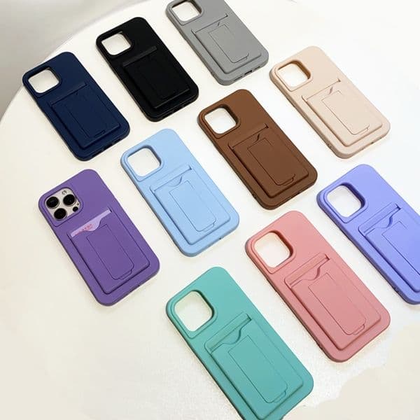 for 17 Pro Max phone case desktop lazy stand card holder 15ml liquid silicone shell