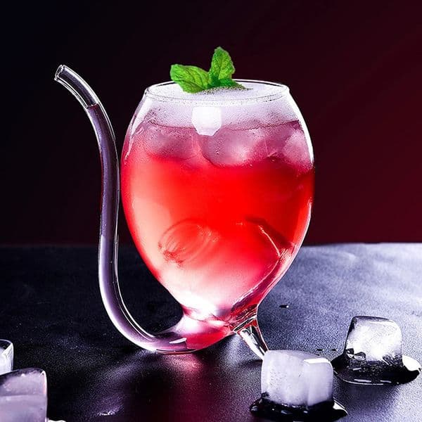 1pc High Quality Glass Cup Wine Whiskey Glass Creative Juice Drinking Tube Straw Cup Heat Resistant Sucking Wine Glass Bar Tool 260603