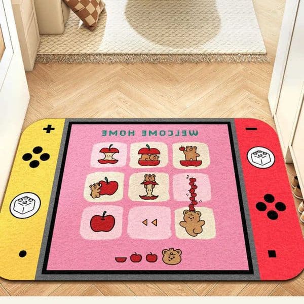 Cartoon VIKAMA Switch Console Mat Entrance Hallway Wear-Resistant Anti-Slip Doormat Fun Bear Apple Carpet D260608