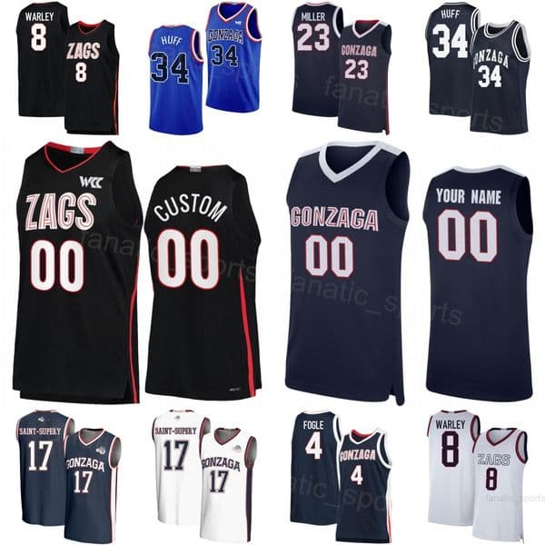 Printed College Basketball Gonzaga Jerseys Men 34 Braden Huff 15 Graham Ike Tyon Grant-Foster Mario Saint-Supery Adam Miller Jalen Warley Women Kids University GB