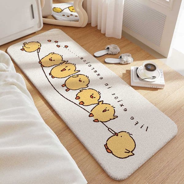 Lamb Cartoon Wool Rug Non-Slip Backing TPR Latex Bedside Floor Mat Plush Skin-Friendly Carpet for Bedroom Home Decor 60x180CM D260608