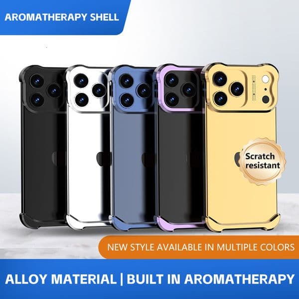 Cross-border Compatible iPhone Pro Max Irregular Aromatherapy Phone Case Frameless Metal Corner Pad Apple 17 Air
