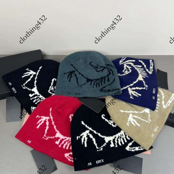 designer wool luxury cashmere hat embroidered ancient bird pattern street fashion brand beanie autumn and winter warm ski hats