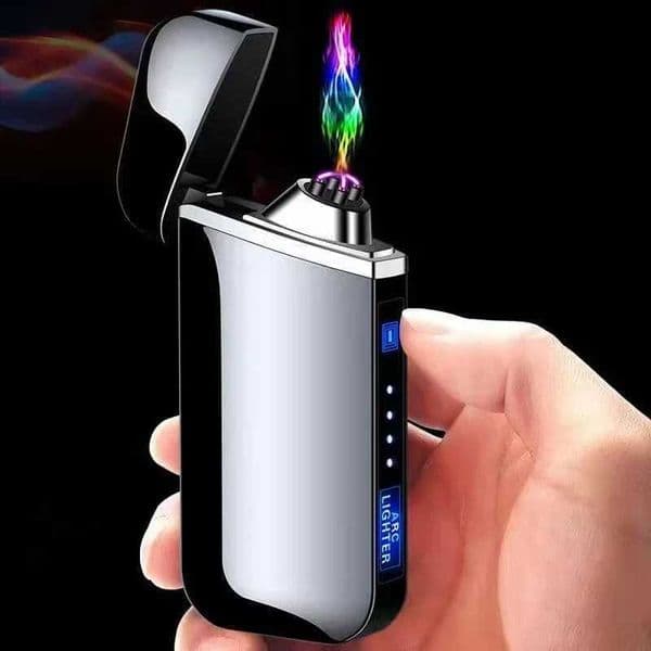 Smart Windproof Electric Metal Lighter Flameless Plasma Lighter Double Arc Usb Rechargeable Led Power Display Touch HOTT260608