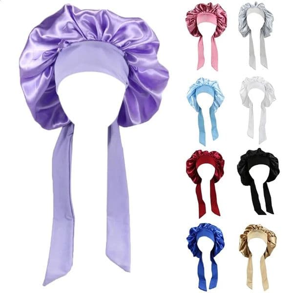 Satin Hair Cap For Sleeping Invisible Flat Silk Round Haircare Women Headwear Ceremony Adjusting Button Night Hat 260608