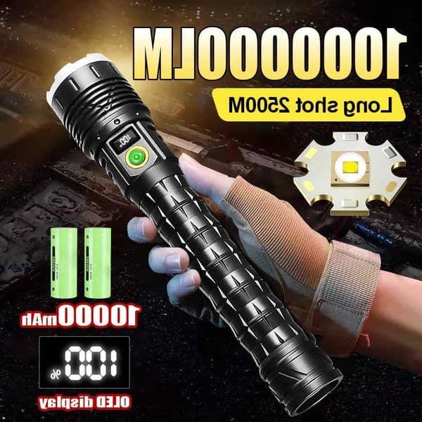 High Power Led Flashlight 10000mAh 5000M Long Range Torch Rechargeable Ultra Powerful Outdoor Tactical Hand Lamp Camping Lantern M260611