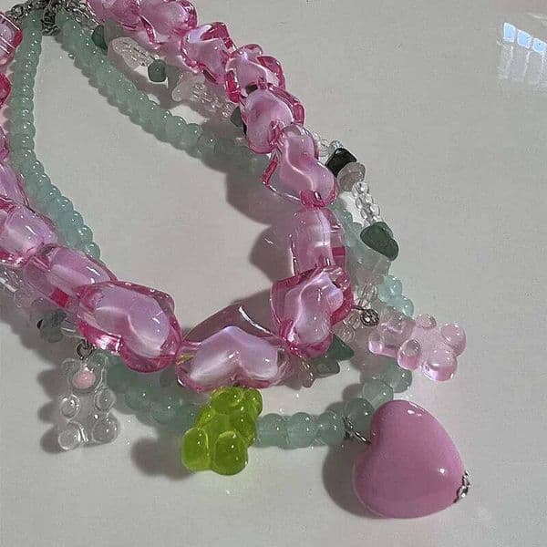 Exaggeration Transparent Acrylic Chain Big For Women Charm Colorful Heart Choker Collar Necklace Fashion y2k Jewelry