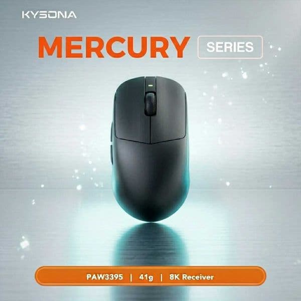 KYSONA Mercury Pro PAW3395 Wireless Gaming Mouse 41g Ultra Lightweight Low Latency Ergonomic Esports Mouse for PC Laptop Mac Z260608