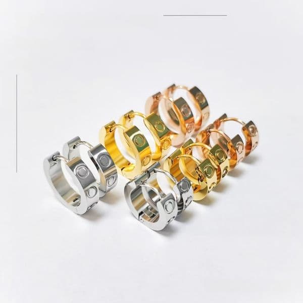 Designer earrings, luxury jewelry, suitable for men and women, gold, silver, ladies, large hoops, minimalist, high-end, niche design, Valentine's Day party gift 2026