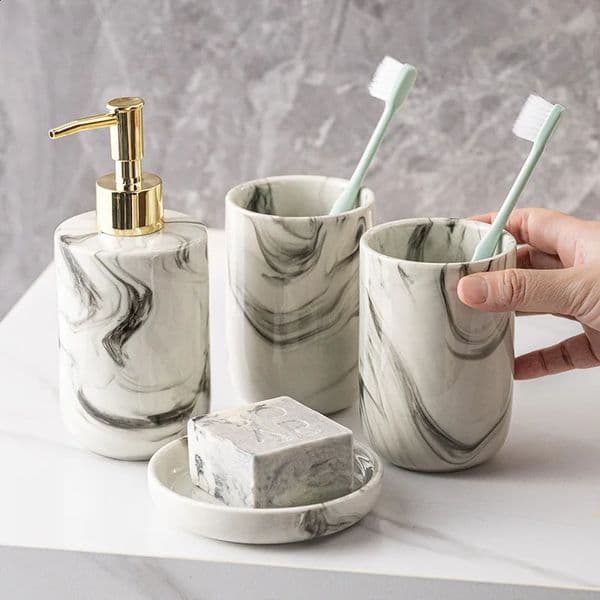 Creative Marble Ceramic Hand Sanitizer Lotion Separately Bottled Household Bathroom el Press Cup Bathroom Accessories 260605