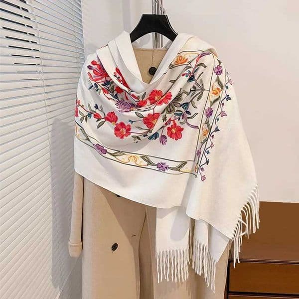 Luxury Winter Embroidery Cashmere Scarf Women New Design Warm Pashmina Blanket Poncho Scarves Female Shawl Thick Foulard Bufanda Q260608