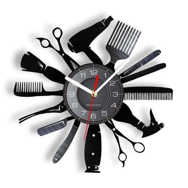 Tools Barber Shop Wall Clock Hair Salon Decor Color Changing Contemporary Hairdressing Watch Gift For Hairdressers 26Y0608