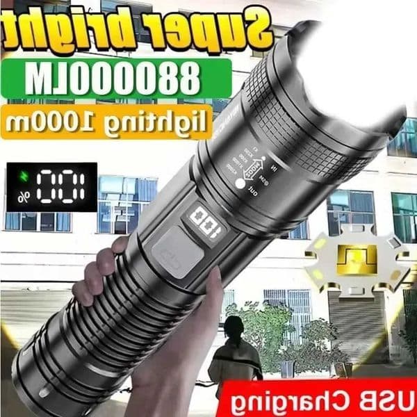 Flashlights Super Bright High LED Power Rechargeable Battery Display Flashlight Tactical Zoom Torch Outdoor Camping Fishing Lamp M260609