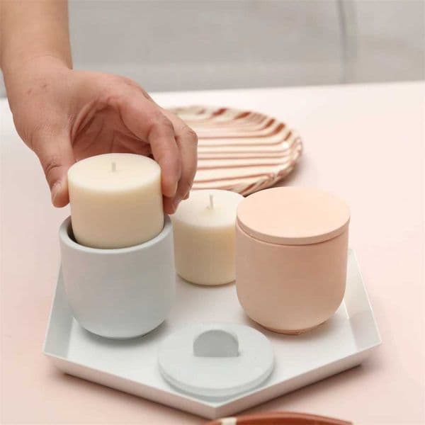Boowan Nicole 35OZ Minimalist Concrete Candle Jar with Lid Silicone Mold Handmade Sustainable Candle Refill Mold Home Decor L260608