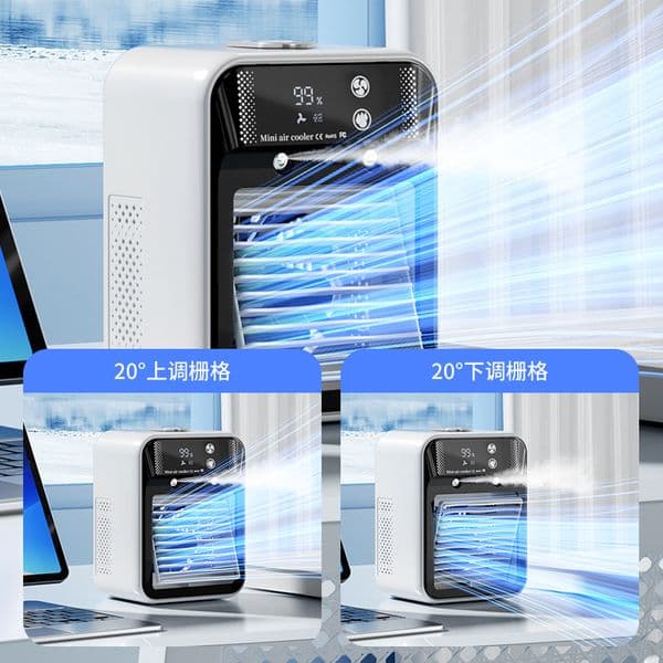 USB Spray Humidifying Mini Air Cooler Desktop Water Cooling Fan Rechargeable For Dorm