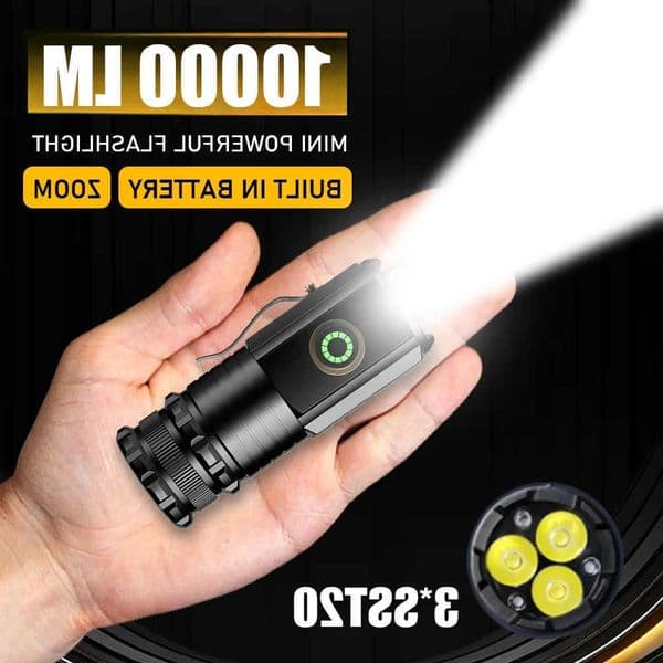Mini SST20 3 LED LED Flashlight TYPE-C Rechargeable Portable EDC Torch Emergency Camping Lantern with Magnet Use 18350 Battery M260611