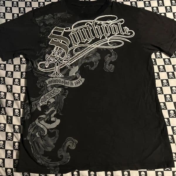 High Street Southpole Short Sleeve Women Y2K Graphic Print Oversized T Shirt Harajuku Gothic Round Neck Cotton Short Sleeve Tops 260608
