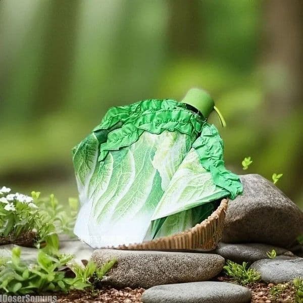 Creative Cabbage Umbrella UV Protection Beach Funny Vegetable Umbrella Parasol Gifts Lettuce Folding Rainy and Sunny Umbrellas 260609