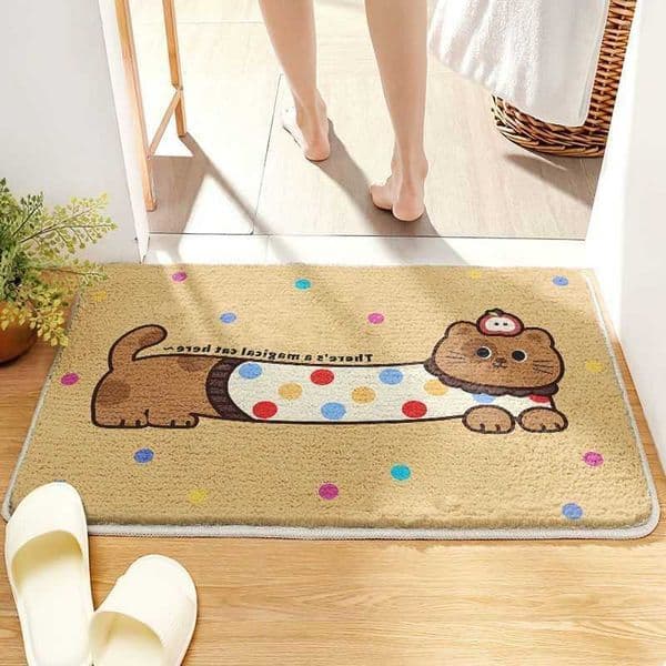 Cat Magical Themed Rug Cartoon Cat Pattern Non Slip Absorbent Doormat Ins Style Home Decor Cute Floor Mat D260609