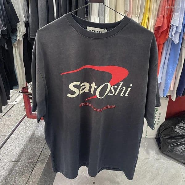 Men's T Shirts High Street Washed Do Old Satoshi Nakamoto Shirt Men Woman Retro Short Sleeve Fashion Oversized Tee Casual Summer Top