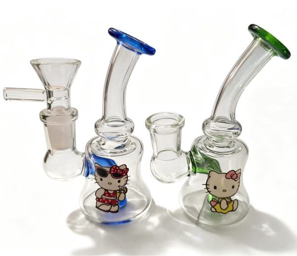 Travel Cheap Portable Mini Glass Water Bong 14mm Female Clear Beaker Recycler Water Tobacco Bongs with smoking banger bowl