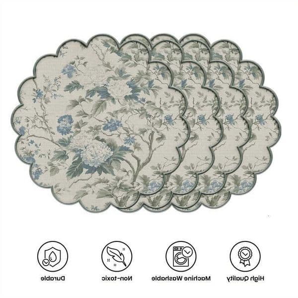 4-Piece Retro Floral Placemat Set VIKAMA Rustic Dining Table Decor Home Party Table Accessories Insulated MatsR260609