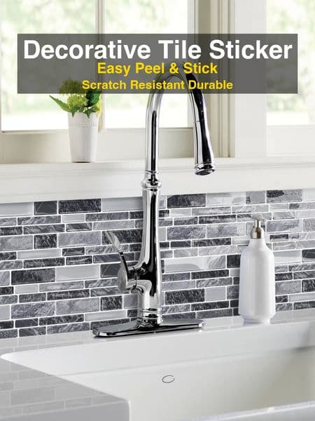 3D Gel Grey Silver Marble Peel and Stick Backsplash Tile, Heat Resistant Self Adhesive Wall Decal for Kitchen Stove Bathroom Rental DIY Renovation