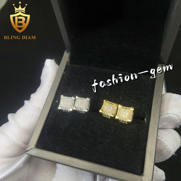 Hot Sale Fashion Hip Hop Square Shaped Earring 82mm VVS1 Iced Out Moissanite Diamond Earrings 925 Sterling Silver Earrings