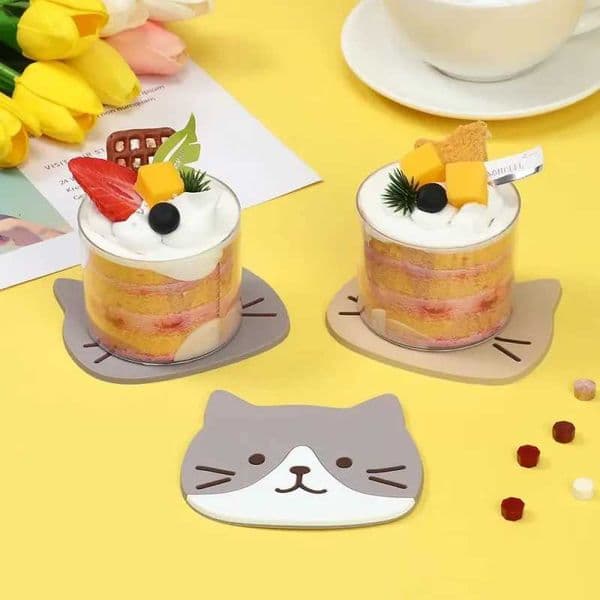 Lovely Pet Cat Design Cup Coaster Heat Insulation Non Slip Coffee Tea Waterproof Desktop Mat Home Kitchen Holiday Gift Ornament J260609