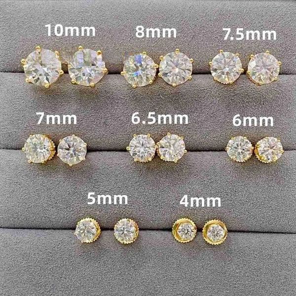 earrings Pass Diamond Tester Classic 6 Prong 925 Sterling Silver Moissanite Screw Back Stud