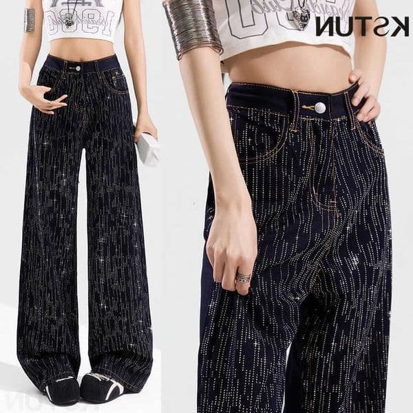 Graceful Summer Women KSTUN 2026 Drape Trousers Wide Leg Pants Stretchy Wrinkle-free Pants Non-iron Rhinestones Glitterling M260609