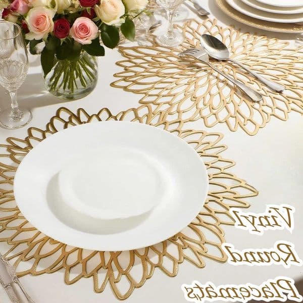 Round Place Set Placemats of 4 Mats Holiday Wipeable Vinyl Placemats Kitchen Dinner Christmas Thanksgiving Farmhouse WeddingR260609