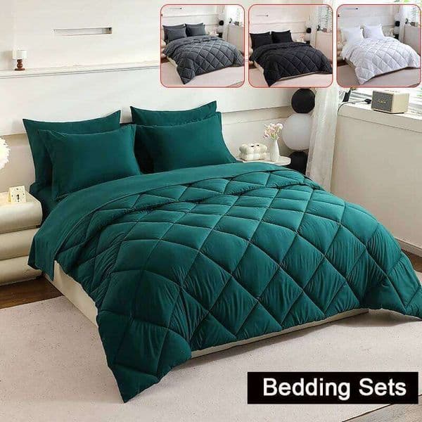 5pcs/7pcs Twin Full Queen King Bedding Home Decor Comforter Flat Fitted Sheet Pillowcases Sleeping Sets 26Y0609