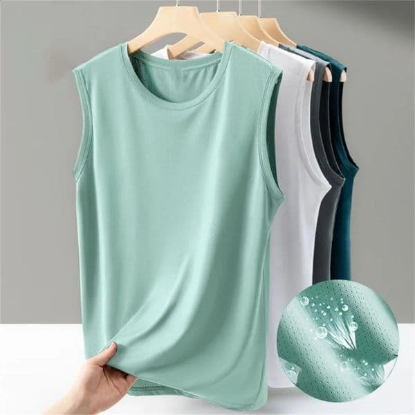 2026 Mens Ice Silk Mesh Tank Tops Gym Stringer Transparent Bodybuilding Sleeveless Shirt Fitness Vest Male Mesh Muscle Singlets 260609