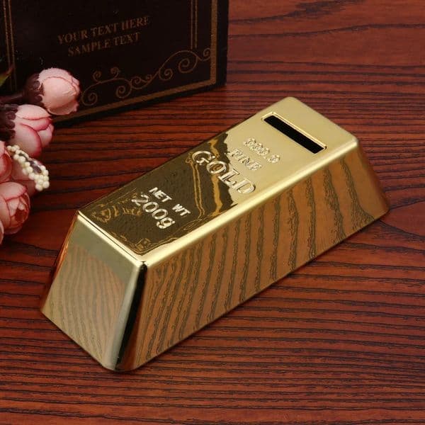Gold Bullion Bar Plastic Piggy Bank Simulation Coin Money Boxes Creative Small Size Portable for Kids Children Birthday Gifts 260609